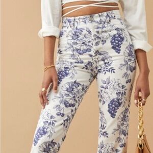 Reformation Cynthia Toile High Rise Straight Jeans ankle 28